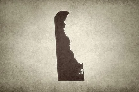 Map of Delaware printed on an old paper Stock Illustration