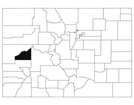 Map of delta County in Colorado state on white background. single County ma.. Stock Illustration