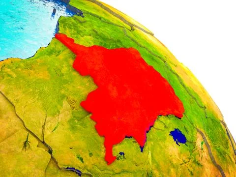 Map of Dem Rep of Congo on 3D Earth Illustrazione stock