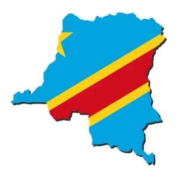 Map of democratic republic of congo and their flag illustration Stock Illustration