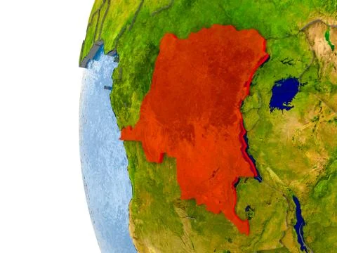 Map of Democratic Republic of Congo on model of globe Illustrazione stock
