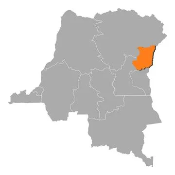 Map of Democratic Republic of the Congo, North Kivu highlighted Map of Dem... 写真素材