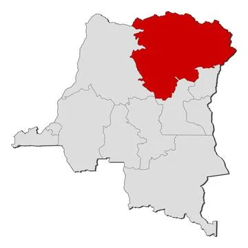 Map of Democratic Republic of the Congo, Orientale highlighted Political m... Foto stock