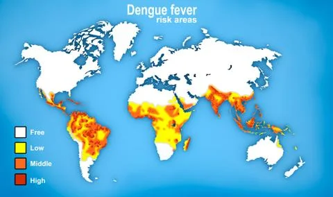 Map of Dengue fever spread Stock Illustration