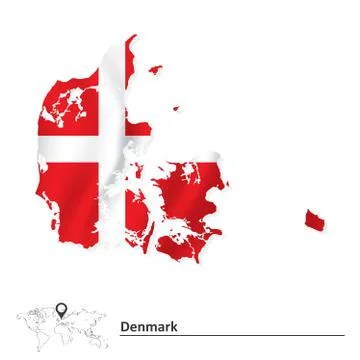 Map of Denmark with flag Stock Illustration