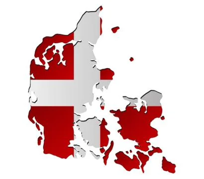 Map of denmark with flag on white background Stock Illustration