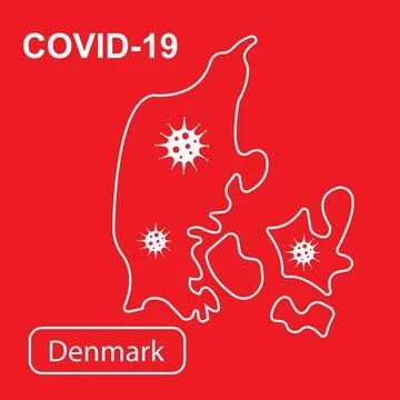 Map of Denmark labeled Epidemic and Quarantine COVID-19. Illustrazione stock