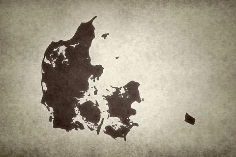 Map of Denmark on a paper Stock Illustration