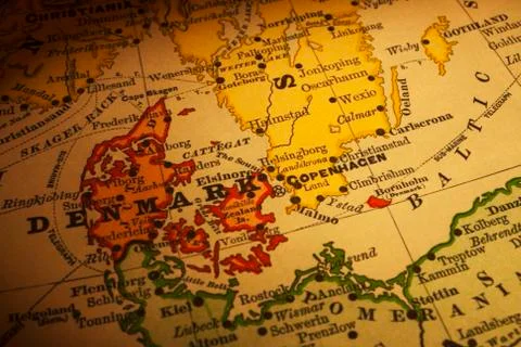 Map denmark sweden old Stock Photos
