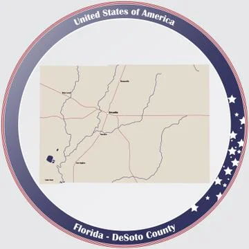Map of DeSoto County in Florida Stock Illustration