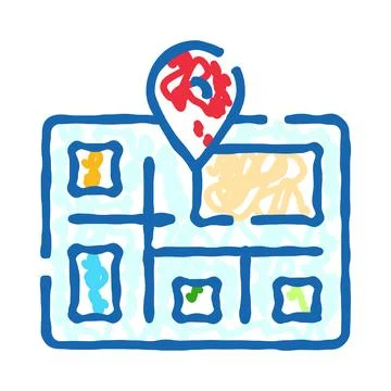 Map with destination pin and tracking location Stock Illustration