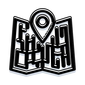 Map with destination pin marking journey location Ilustración de archivo