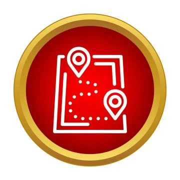 Map with destination pins showing navigation route Stock Illustration