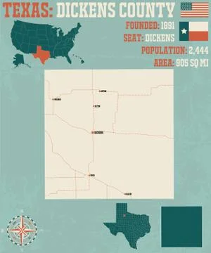 Map of Dickens county in Texas Stock Illustration