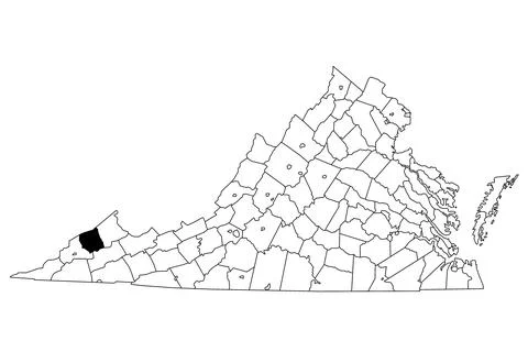 Map of Dickenson County in Virginia state on white background. single Count.. Stock Illustration