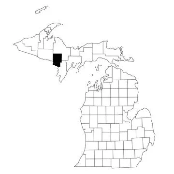 Map of Dickinson County in Michigan state on white background. single Count.. Stock Illustration