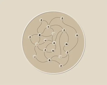 Map with different points and ways Stock Illustration