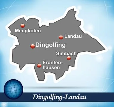 Map of dingolfing landau with abstract background in blue Stock Illustration
