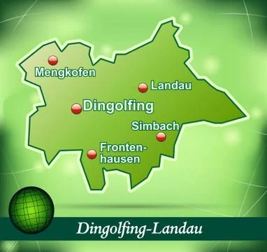 Map of dingolfing landau with abstract background in green Illustrazione stock