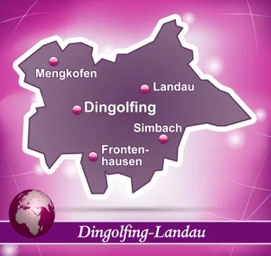 Map of dingolfing landau with abstract background in violet Stock Illustration