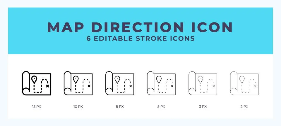 Map direction editable line icon. Vector illustration with different stroke. Stock Illustration