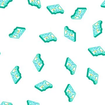 Map direction isometric icon seamless pattern Illustrazione stock