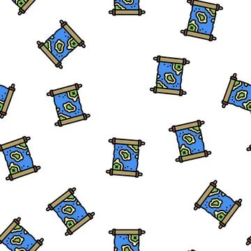 Map with direction to treasure vector seamless pattern Illustrazione stock