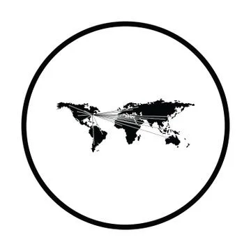 Map with directions to all part of the World 库存插图