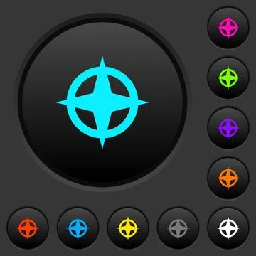 Map directions dark push buttons with color icons Stock Illustration
