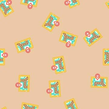 Map directions information vector seamless pattern Illustrazione stock