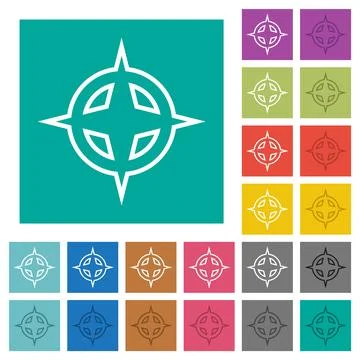 Map directions outline square flat multi colored icons Stock Illustration