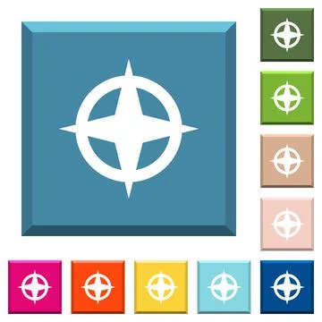 Map directions white icons on edged square buttons Stock Illustration
