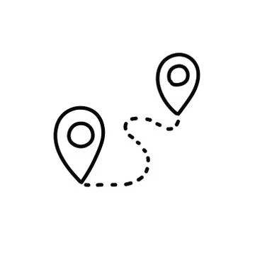 Map distance doodle icon, vector black line illustration Stock Illustration