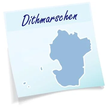 Map of dithmarschen as sticky note Stock Illustration