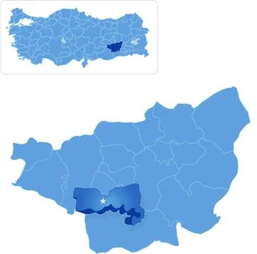 Map of Diyarbakir - Baglar is pulled out Ilustración de archivo