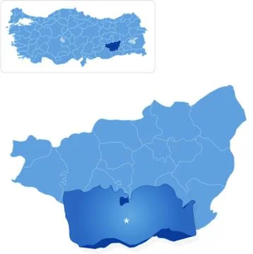Map of Diyarbakir - Cinar is pulled out Ilustración de archivo