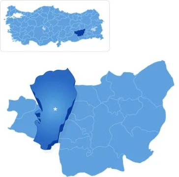 Map of Diyarbakir - Ergani is pulled out Ilustración de archivo