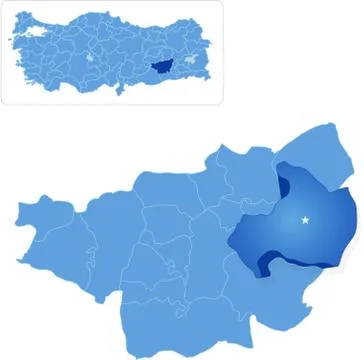Map of Diyarbakir - Silvan is pulled out Ilustración de archivo