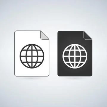 Map Document file vector icon with globe linear icon. flat sign for mobile co Stock Illustration
