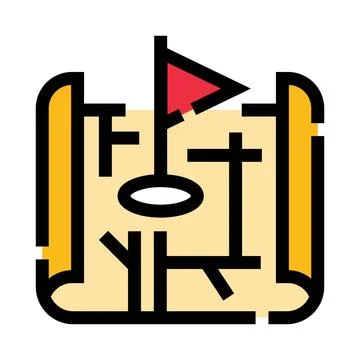 Map document with red flag marking target destination イラスト素材