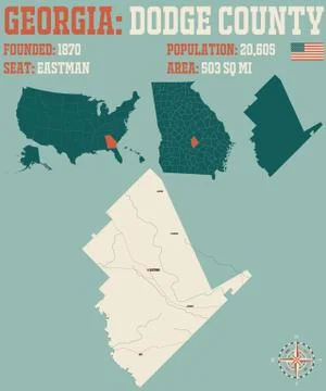 Map of Dodge County in Georgia Stock Illustration