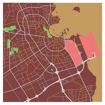 Map of Doha city Qatar Stock Illustration