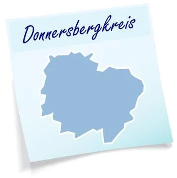 Map of donnersbergkreis as sticky note Ilustración de archivo