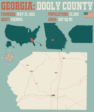 Map of Dooly County in Georgia Stock Illustration