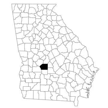 Map of Dooly County in Georgia state on white background. single County map.. Stock Illustration