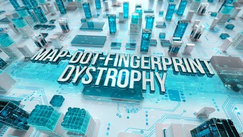 Map-Dot-Fingerprint Dystrophy with medical digital technology concept Stock Footage 107022246