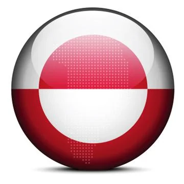 Map with Dot Pattern on flag button of Greenland Stockillustratie