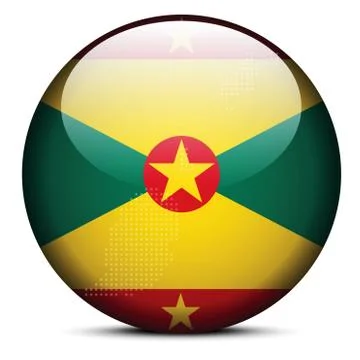 Map with Dot Pattern on flag button of Grenada 스톡 일러스트