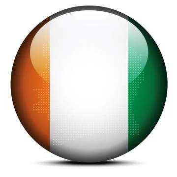 Map with Dot Pattern on flag button of Republic of Cote Divoire, Ivory Coast 스톡 일러스트