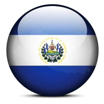 Map with Dot Pattern on flag button of Republic of El Salvador Illustrazione stock